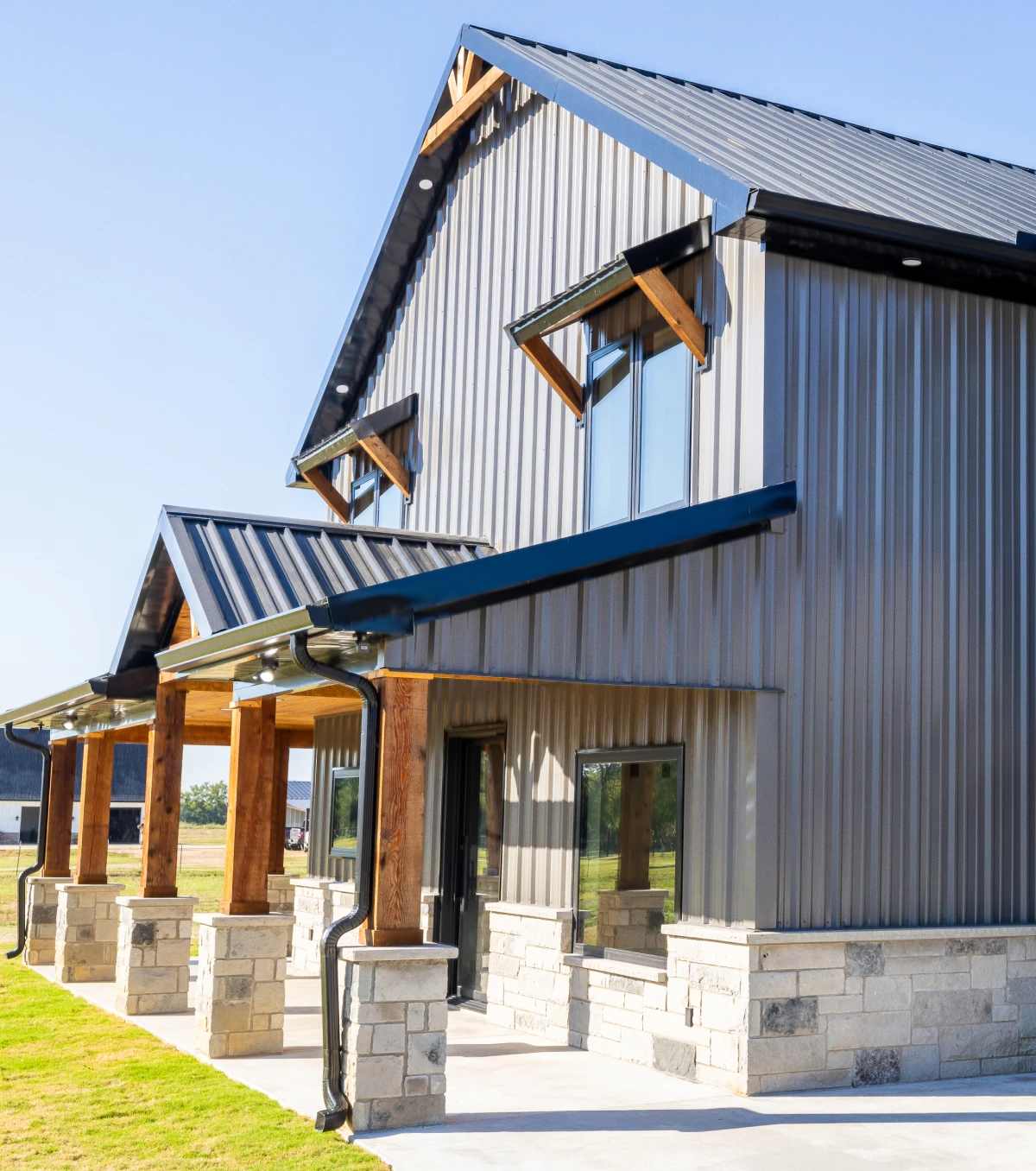 Contemporary rural home with metal siding