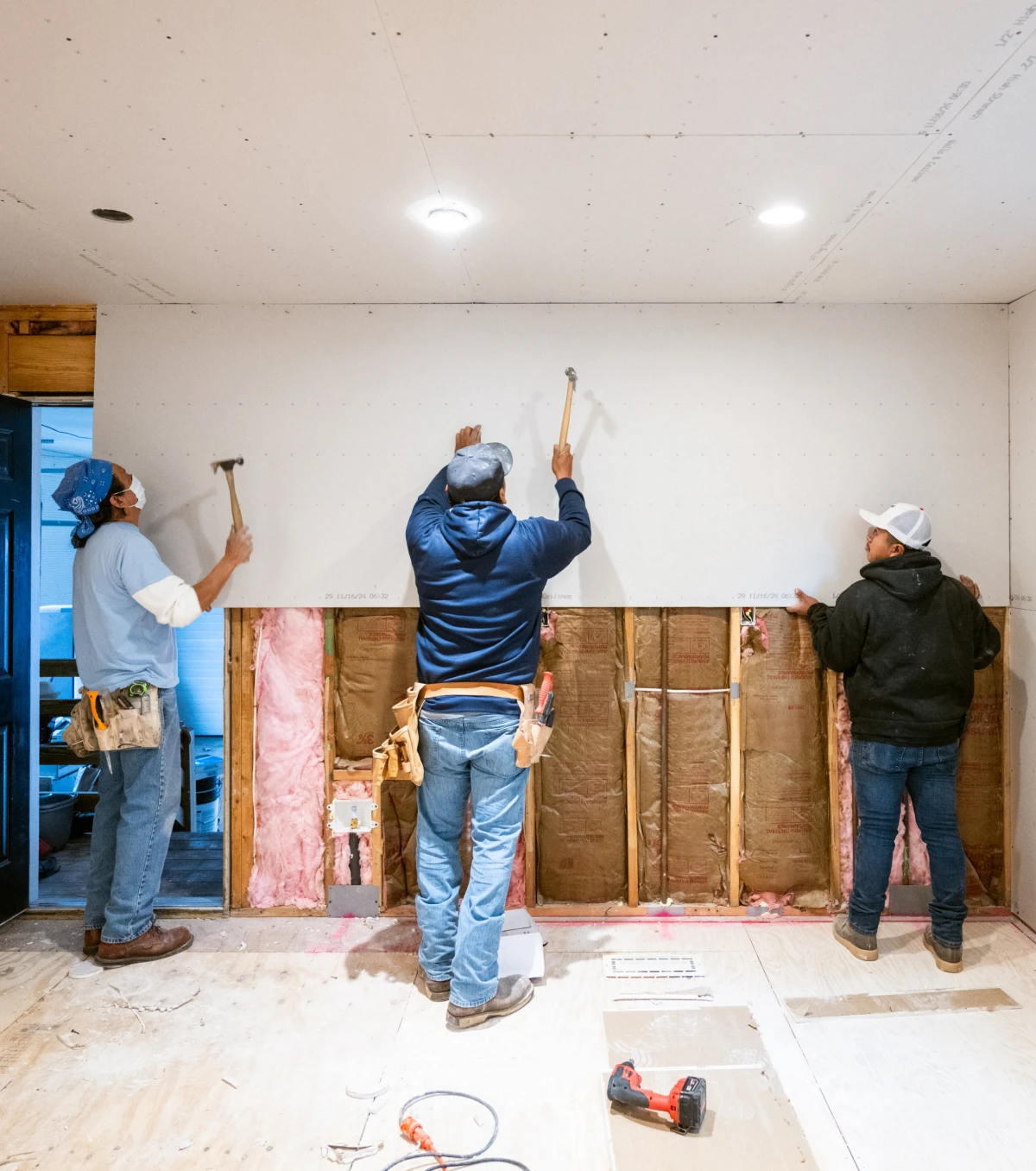 Team working on home renovation