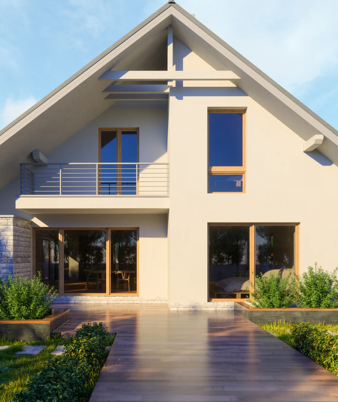 Modern house with large windows