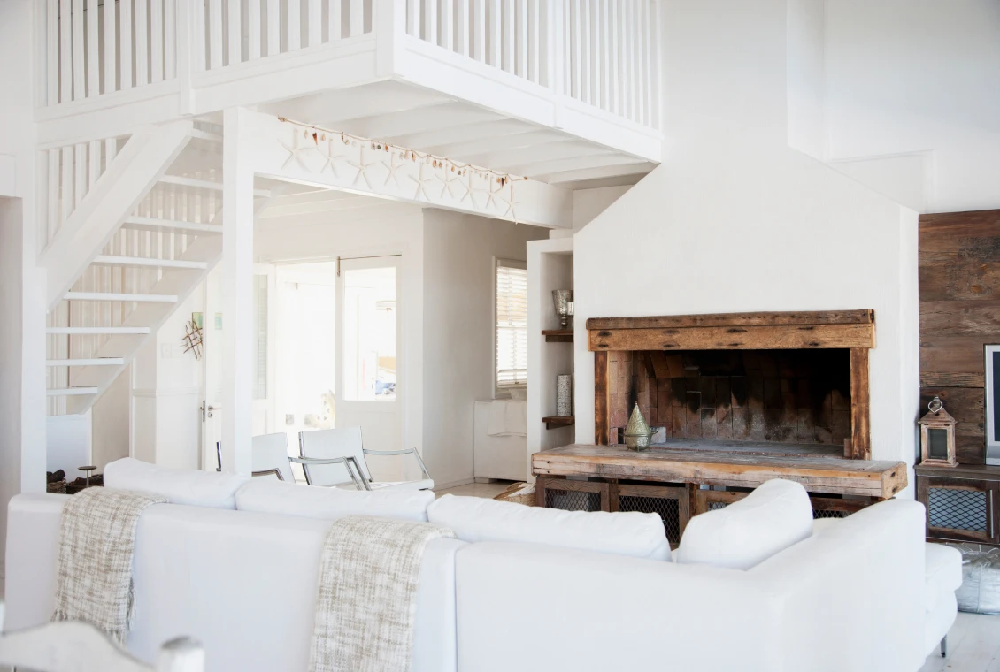Modern living room with white decor
